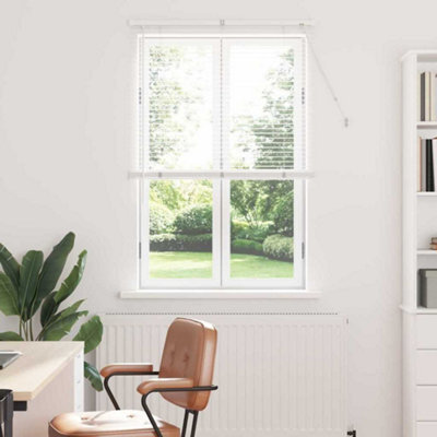 Berkfield Window Blind With Curtains Manual White Aluminium - image 1