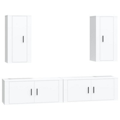 Berkfield Classic 4 Piece Tv Cabinet Set White Engineered Wood - image 1