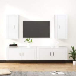 Berkfield Classic 4 Piece Tv Cabinet Set White Engineered Wood - thumbnail 2