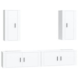 Berkfield Classic 4 Piece Tv Cabinet Set White Engineered Wood - thumbnail 1