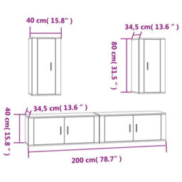 Berkfield Classic 4 Piece Tv Cabinet Set White Engineered Wood - thumbnail 7