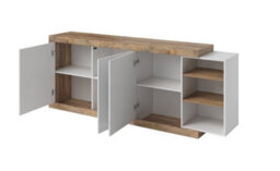 Arte Stylish Sintra 43 Sideboard Cabinet 220Cm - White Gloss & Oak Sandal: Versatile Storage Solution For Contemporary Living Spaces - thumbnail 2