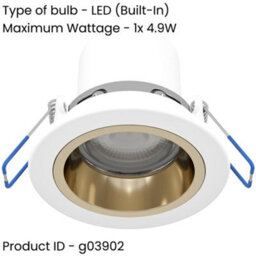 Loops 2 Pack Elegant Modern White And Gold Indoor Ceiling Spotlight For Stylish Homes - thumbnail 2