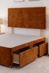 Knight Sleep York Orange Plush 4Ft6 Divan Bed Base With 2 Drawers & Headboard-Double - thumbnail 2