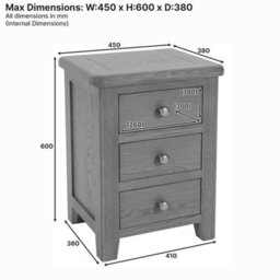 The Furniture Market Cotswold Rustic Smoked Oak 3 Drawer Bedside Table Solid Oak Frame Traditional Country Style Dovetail Jointed Drawers Metal Handles - thumbnail 8