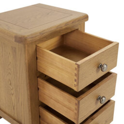 The Furniture Market Cotswold Rustic Smoked Oak 3 Drawer Bedside Table Solid Oak Frame Traditional Country Style Dovetail Jointed Drawers Metal Handles - thumbnail 6