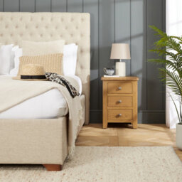 The Furniture Market Cotswold Rustic Smoked Oak 3 Drawer Bedside Table Solid Oak Frame Traditional Country Style Dovetail Jointed Drawers Metal Handles - thumbnail 4