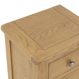 The Furniture Market Cotswold Rustic Smoked Oak 3 Drawer Bedside Table Solid Oak Frame Traditional Country Style Dovetail Jointed Drawers Metal Handles - thumbnail 5