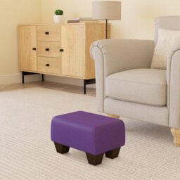 Black Currant Purple Mahogany Wood Chunky Legs Faux Leather Small Footstool  Handmade Uk By Footstools Direct - thumbnail 1