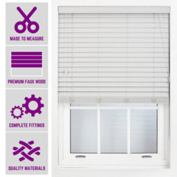 Furnished Made To Measure Faux Wood Venetian Blinds - Grey 50mm Slats Blinds For Windows And Doors (W)135Cm (L)150Cm