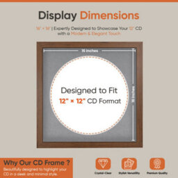 "16X16"" Walnut Modern Vinyl Record Frame With Mid Grey Mount For 12 Inch Lp Disc - Ak Frames" - thumbnail 2