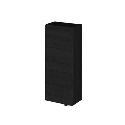 Hudson Reed Fusion Wall Hung 1 Door Cabinet, Soft Close, Charcoal Black Woodgrain, 300X180X700mm - image 1