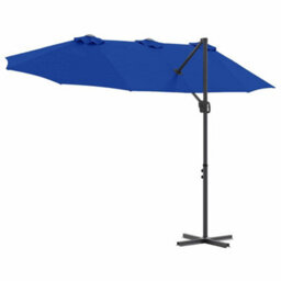 Berkfield Garden Cantilever Parasol Azure Blue Powder-Coated Steel - thumbnail 8