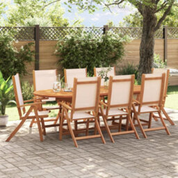 Folding Garden Chairs 8 Pcs Solid Wood Acacia And Textilene - Cushion Not Included - thumbnail 1