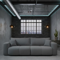 Furyn 3 Seater Sofa Bed With 2 Bedding Storage Compartments 135 X 202Cm Sleep Area Freestanding Upholstered Back Grey - thumbnail 2