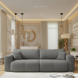 Furyn 3 Seater Sofa Bed With 2 Bedding Storage Compartments 135 X 202Cm Sleep Area Freestanding Upholstered Back Grey - thumbnail 1