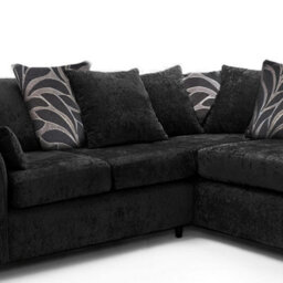 Furnishings For Less UK Zina Black Chenille L Shaped 3 To 4 Seater Corner Sofa Scatter Back - Right Hand Facing - thumbnail 3