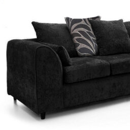 Furnishings For Less UK Zina Black Chenille L Shaped 3 To 4 Seater Corner Sofa Scatter Back - Right Hand Facing - thumbnail 2