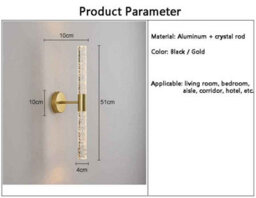 Golden Crystal Rod Led Wall Light 51 X 10 X 4 Cm Modern Interior Wall Lighting - thumbnail 2