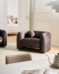 Beliani Armchair Leiren Velvet Dark Brown - thumbnail 2