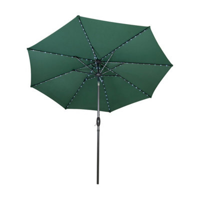 MonsterShop Led Tilt Parasol 2.7M Green Umbrella Garden Sun Shade Patio Solar Powered Lights - image 1