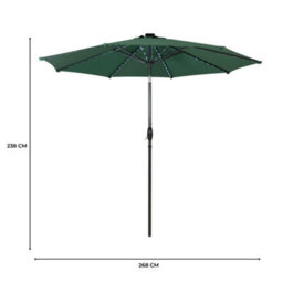 MonsterShop Led Tilt Parasol 2.7M Green Umbrella Garden Sun Shade Patio Solar Powered Lights - thumbnail 5