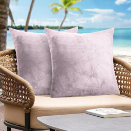 Ameha Pink Plain Velvet Cushions Set, 18X18 Inch, Includes 4 Filled Cushions & 4 Covers, Breathable & Anti Allergic - thumbnail 5