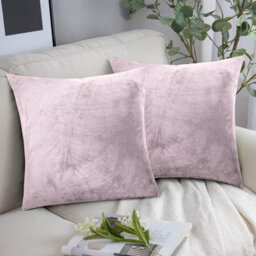 Ameha Pink Plain Velvet Cushions Set, 18X18 Inch, Includes 4 Filled Cushions & 4 Covers, Breathable & Anti Allergic - thumbnail 6