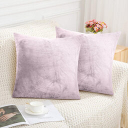 Ameha Pink Plain Velvet Cushions Set, 18X18 Inch, Includes 4 Filled Cushions & 4 Covers, Breathable & Anti Allergic - thumbnail 4