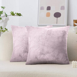 Ameha Pink Plain Velvet Cushions Set, 18X18 Inch, Includes 4 Filled Cushions & 4 Covers, Breathable & Anti Allergic - thumbnail 7