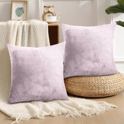 Ameha Pink Plain Velvet Cushions Set, 18X18 Inch, Includes 4 Filled Cushions & 4 Covers, Breathable & Anti Allergic - thumbnail 3