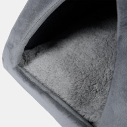 OHS Cat Bed Igloo Dog Bed Small Soft Cosy Nest Cave Plush Cushion Washable Dome Grey - thumbnail 7