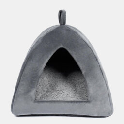 OHS Cat Bed Igloo Dog Bed Small Soft Cosy Nest Cave Plush Cushion Washable Dome Grey - thumbnail 2