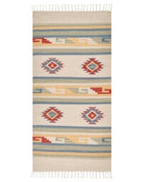 Beliani Klim Handwoven Kilim Area Rug 80 X 150 Cm Beige Brown Reversible With Tassels - thumbnail 1