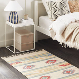 Beliani Klim Handwoven Kilim Area Rug 80 X 150 Cm Beige Brown Reversible With Tassels - thumbnail 2