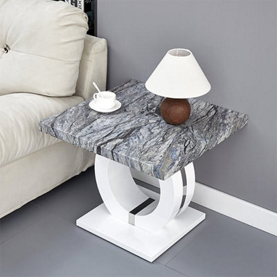 Furniture in Fashion Halo High Gloss Lamp Table In Melange Marble Effect - image 1