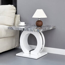 Furniture in Fashion Halo High Gloss Lamp Table In Melange Marble Effect - thumbnail 2