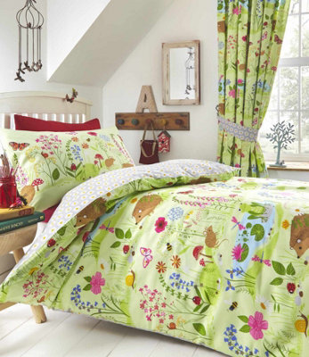 "Portfolio Home Bluebell Woods Animals Children Bedroom Pencil Pleat Curtains 66X72"""