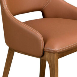 Angel Cerda Stylish Brown Leatherette Dining Chair For Modern Homes - thumbnail 4