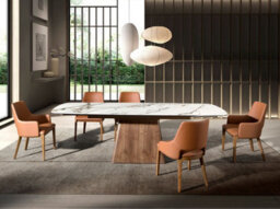 Angel Cerda Stylish Brown Leatherette Dining Chair For Modern Homes - thumbnail 3