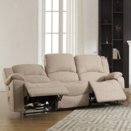Marldon 201Cm Wide Beige Fabric 3 Seat Electrically Operated Reclining 3 Seat Sofa - thumbnail 2