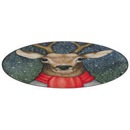Beliani Round Multicolour Reindeer Christmas Rug 120Cm Anti-Slip Polyester Low-Pile - thumbnail 3
