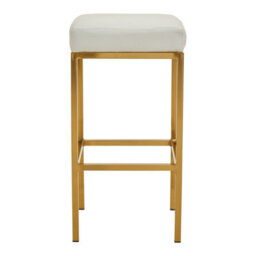 Orsina Baina White Pu And Gold Finish Bar Stool - thumbnail 2