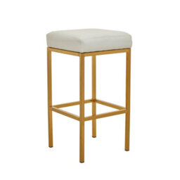 Orsina Baina White Pu And Gold Finish Bar Stool - thumbnail 7