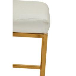Orsina Baina White Pu And Gold Finish Bar Stool - thumbnail 6