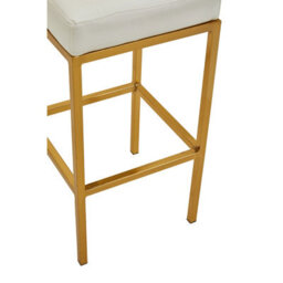 Orsina Baina White Pu And Gold Finish Bar Stool - thumbnail 5