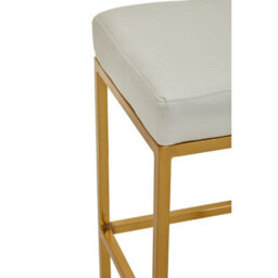 Orsina Baina White Pu And Gold Finish Bar Stool - thumbnail 4