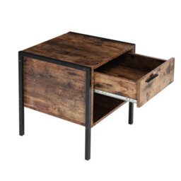 Living And Home Retro Wooden Frame Bedside Table Nightstand With 1 Drawer And Open Front Storage Compartment - thumbnail 4