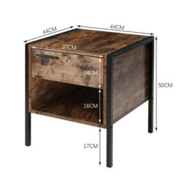 Living And Home Retro Wooden Frame Bedside Table Nightstand With 1 Drawer And Open Front Storage Compartment - thumbnail 6
