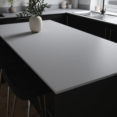 Carysil Metis - Light Grey 15mm Solid Surface Kitchen Breakfast Bar 2440mm X 900mm X 15mm - image 1